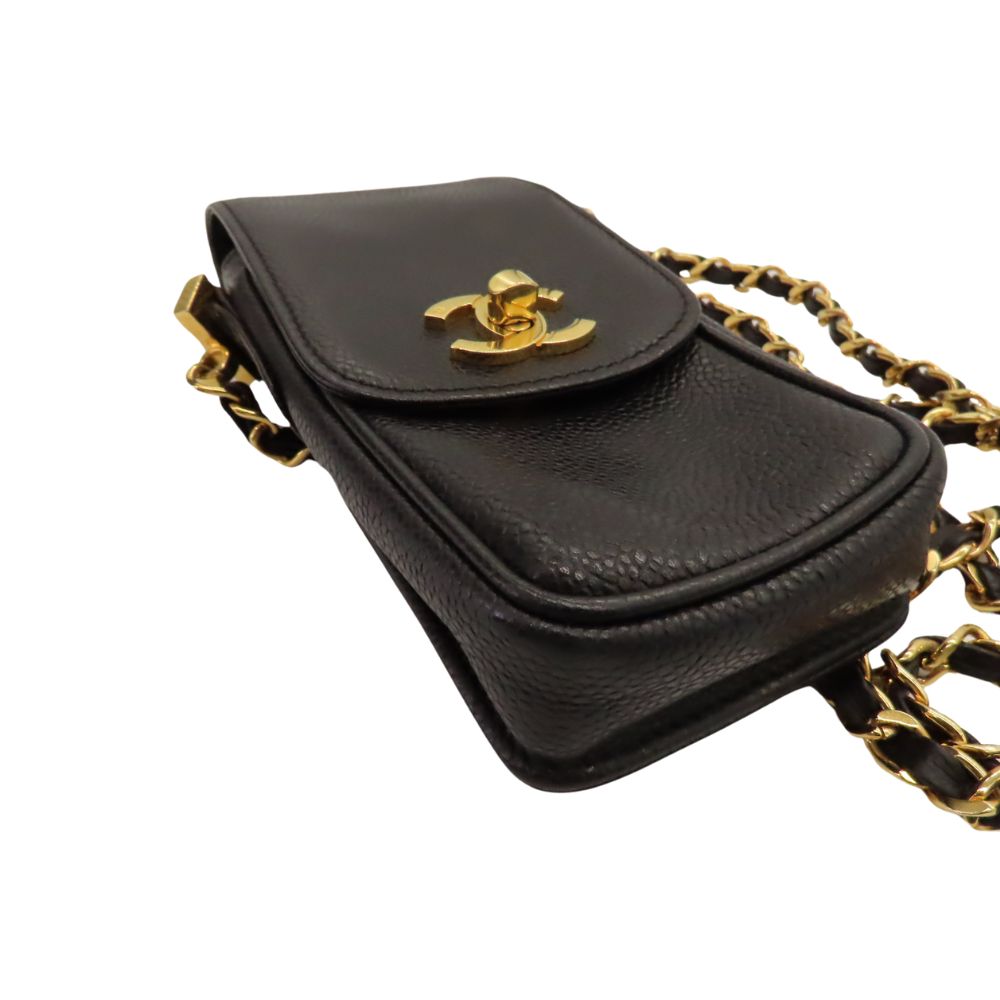 Chanel Caviar Skin Chain Shoulder Mini Pouch/Phone Case