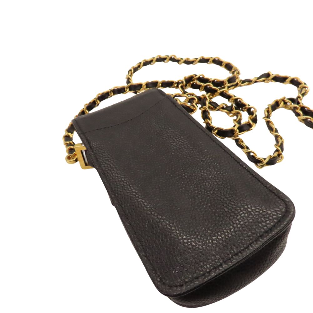 Chanel Caviar Skin Chain Shoulder Mini Pouch/Phone Case