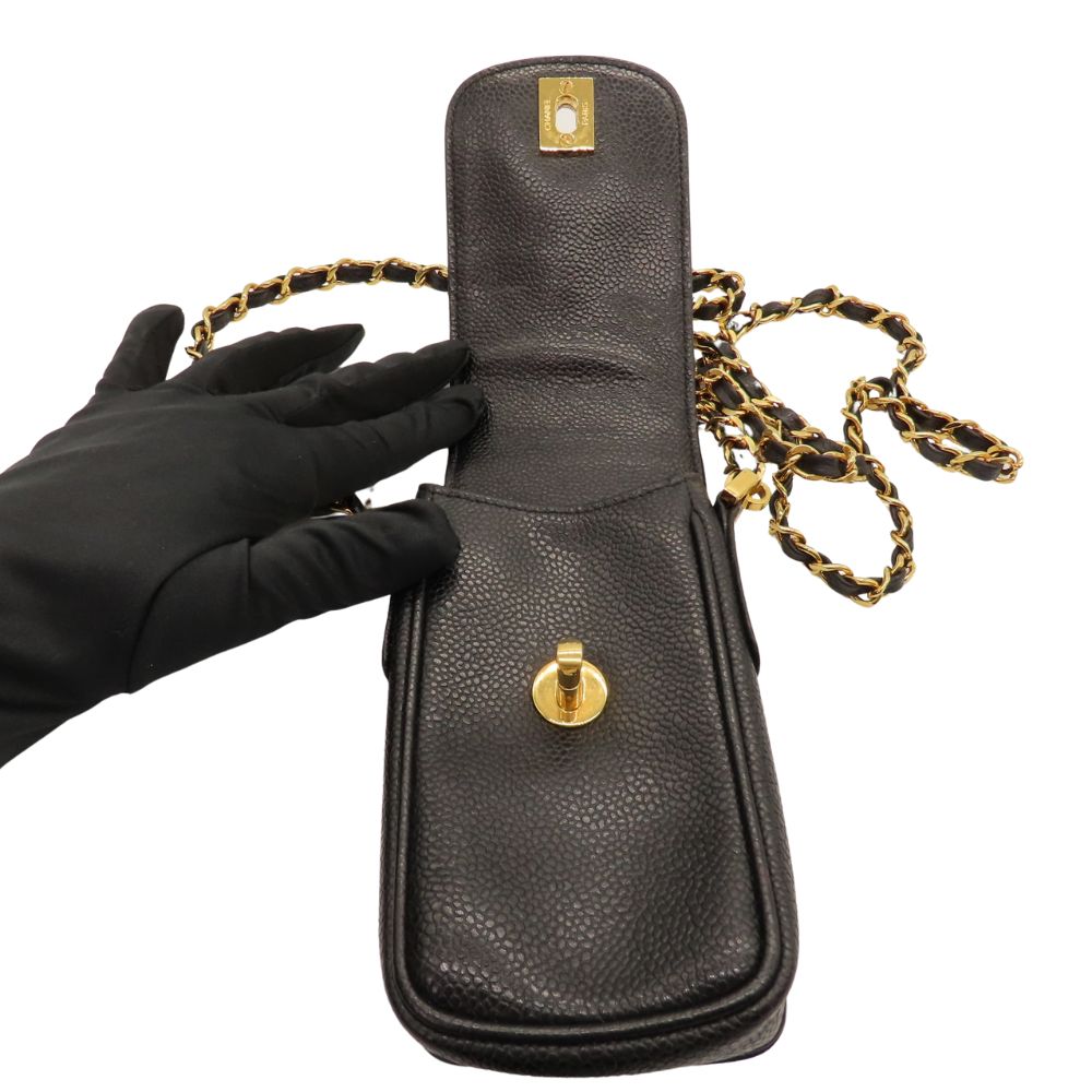 Chanel Caviar Skin Chain Shoulder Mini Pouch/Phone Case