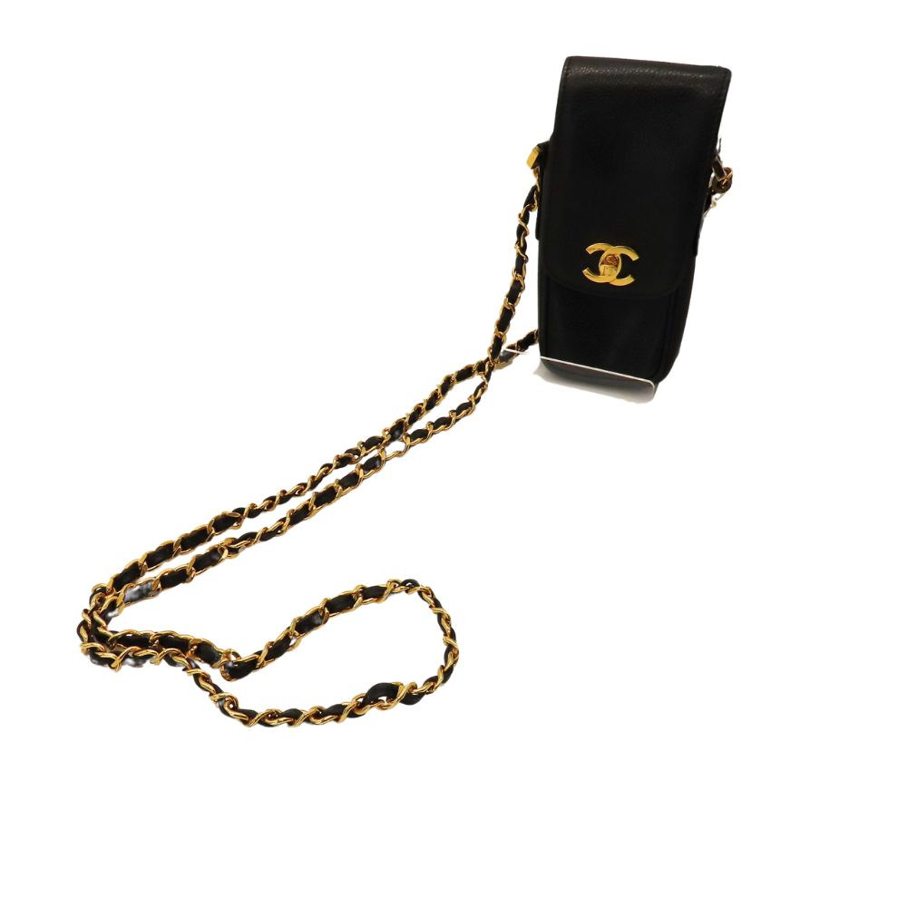 Chanel Caviar Skin Chain Shoulder Mini Pouch/Phone Case