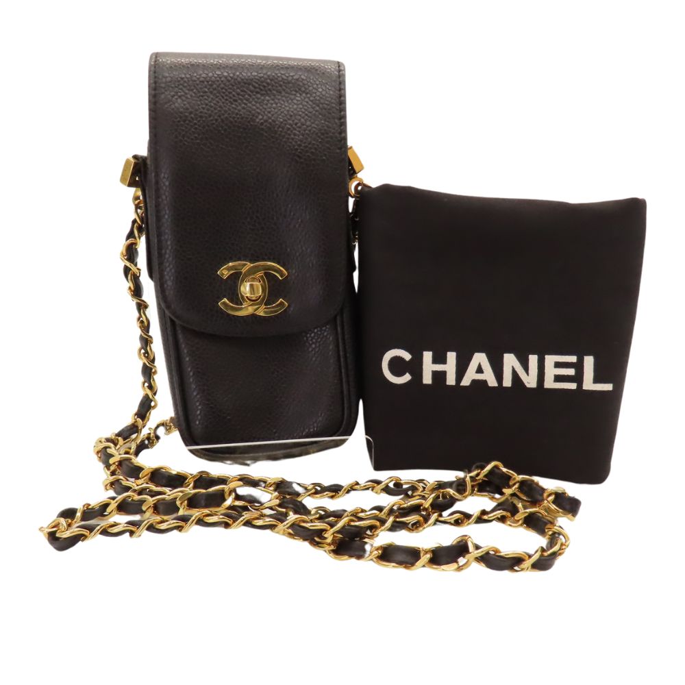 Chanel Caviar Skin Chain Shoulder Mini Pouch/Phone Case