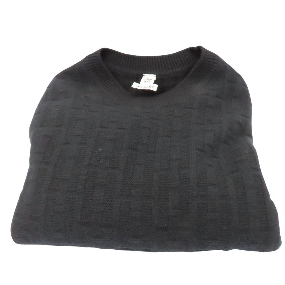 Hermes H Pattern Wool Sweater Black