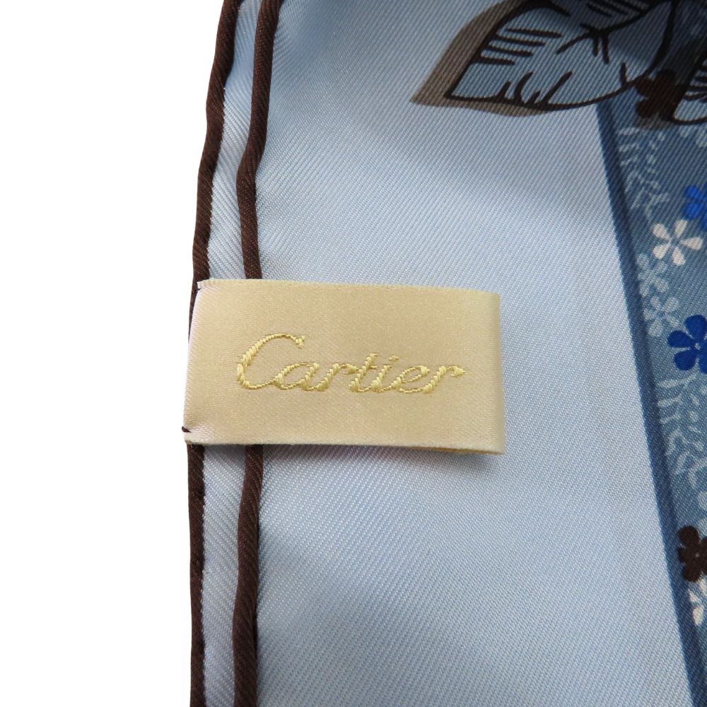 Cartier Silk Square Scarf Blue Brown