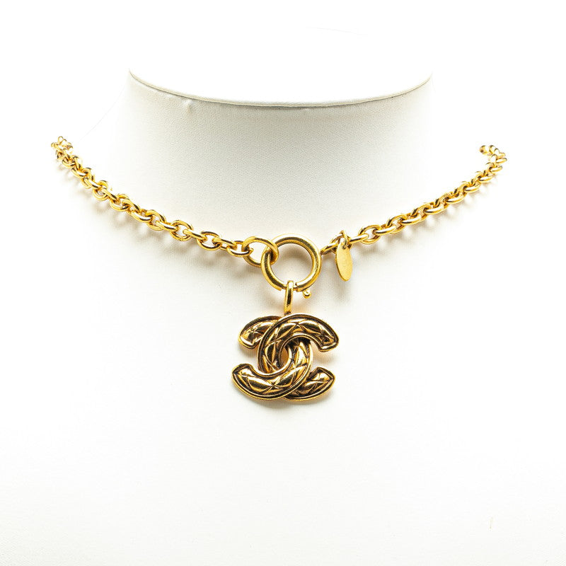 Chanel Vintage Matelasse Coco Mark Chain Necklace