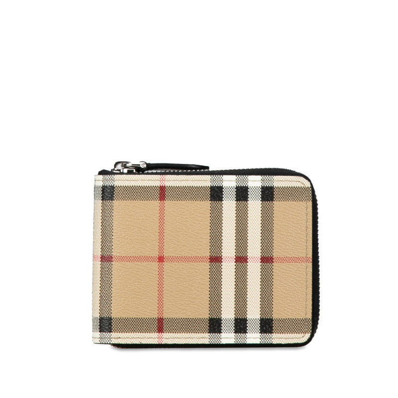 Burberry Nova Check PVC Leather Bifold Wallet Beige in Very Good Condition