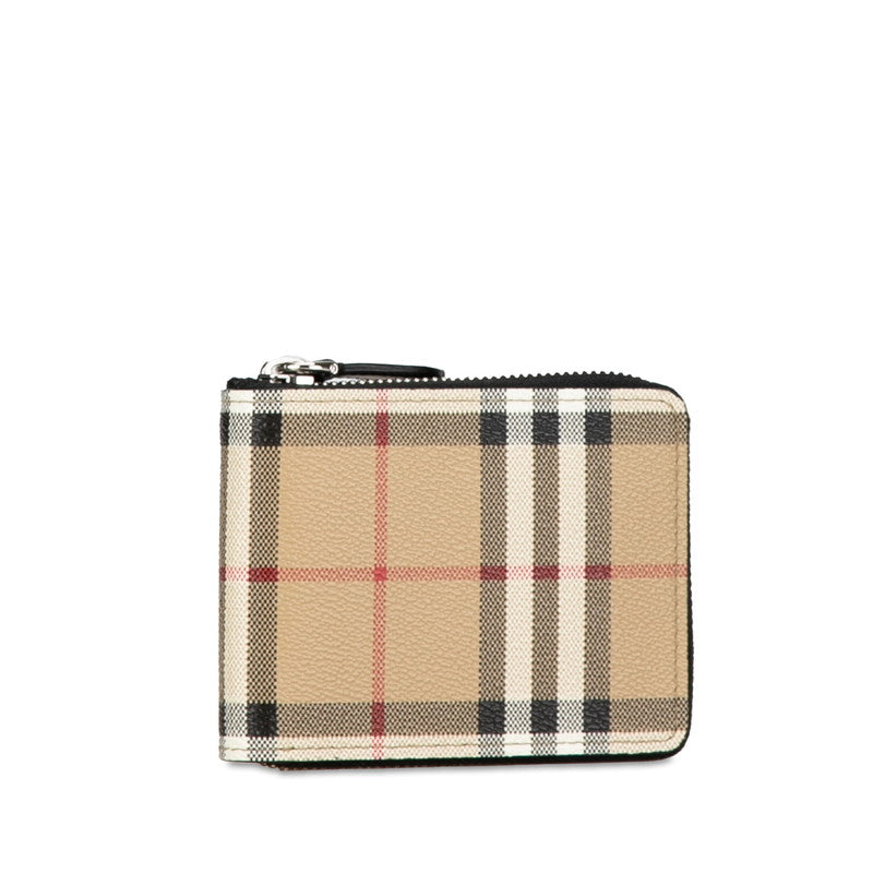 Burberry Nova Check PVC Leather Bifold Wallet Beige in Very Good Condition