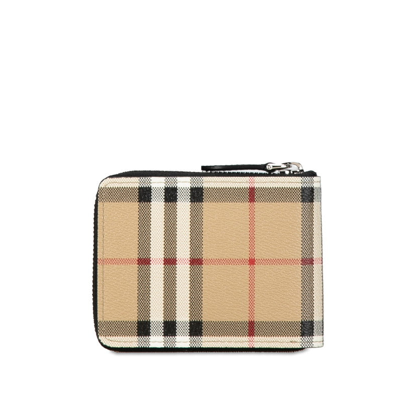 Burberry Nova Check PVC Leather Bifold Wallet Beige in Very Good Condition