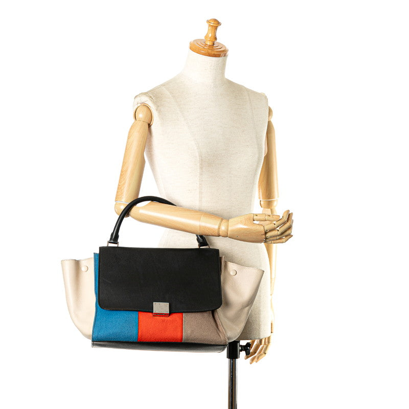 Celine Trapeze Medium Tricolor Leather Handbag in Very Good Condition