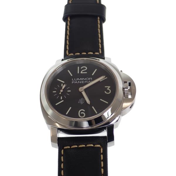 Panerai Luminor Logo Men's Manual Wristwatch PAM01084 - Stainless Steel with Leather Strap & Black Dial PAM01084