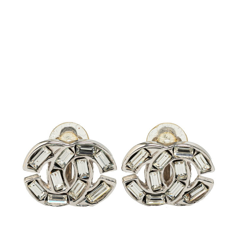 Chanel Coco Mark Rhinestone Bucket Earrings in Great Condition