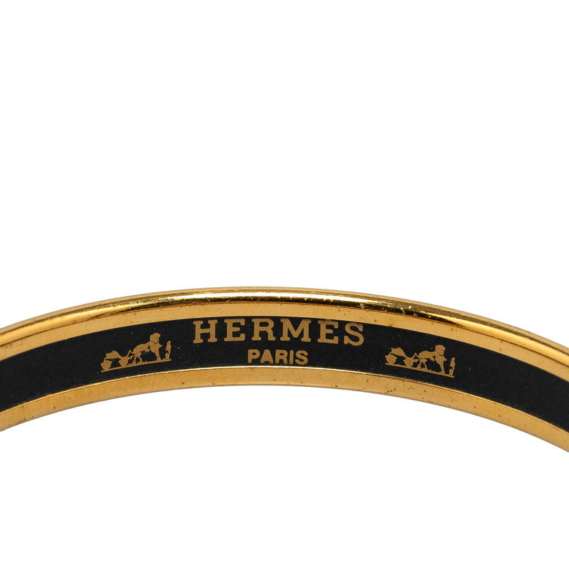 Hermes Enamel PM Belt Motif Bangle Gold Brown Black in Very Good Condition