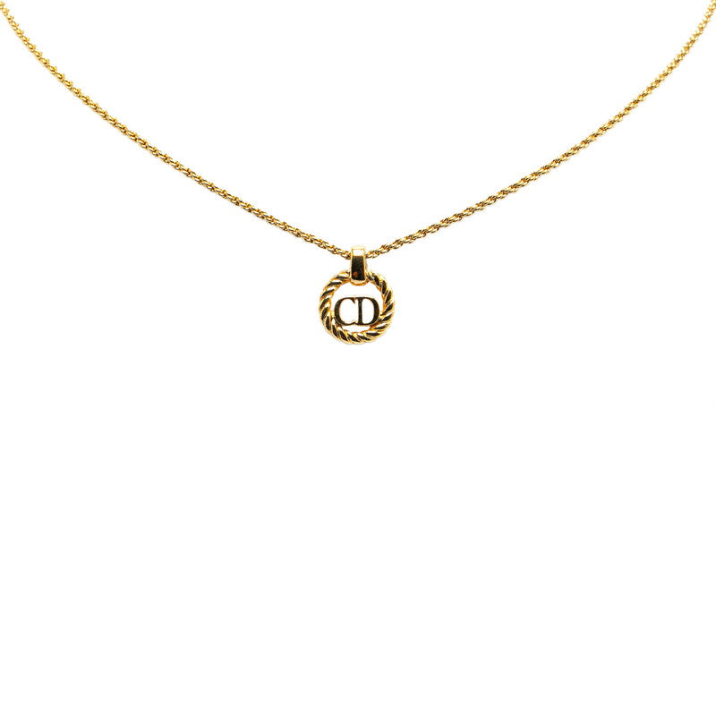 Dior CD Logo Circle Necklace Gold