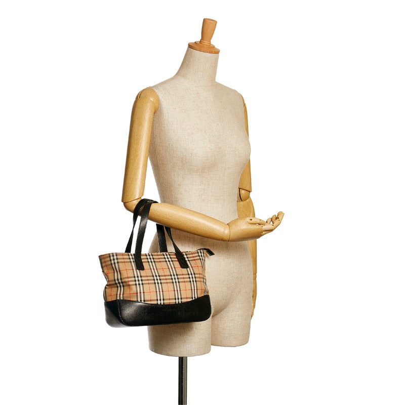 Burberry Nova Check Canvas Leather Handbag