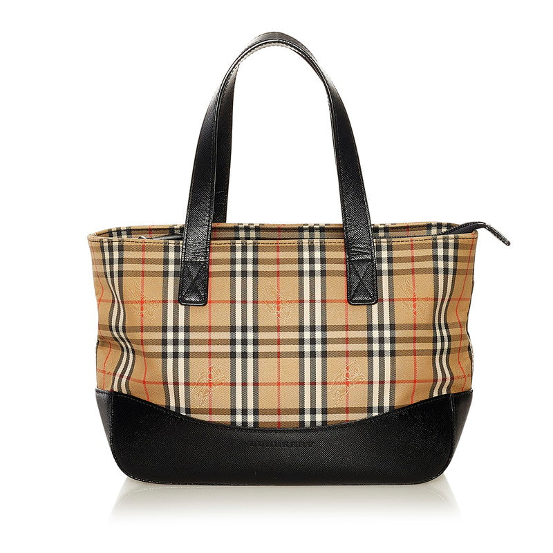 Burberry Nova Check Canvas Leather Handbag