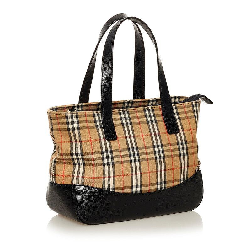 Burberry Nova Check Canvas Leather Handbag