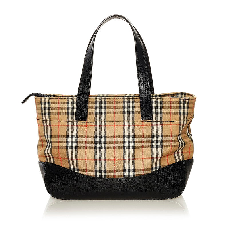 Burberry Nova Check Canvas Leather Handbag