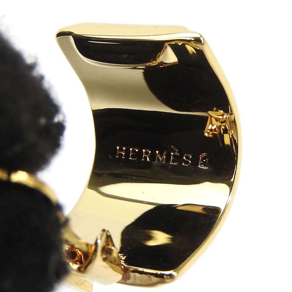 Hermes Enamel Metal Earrings Red Gold