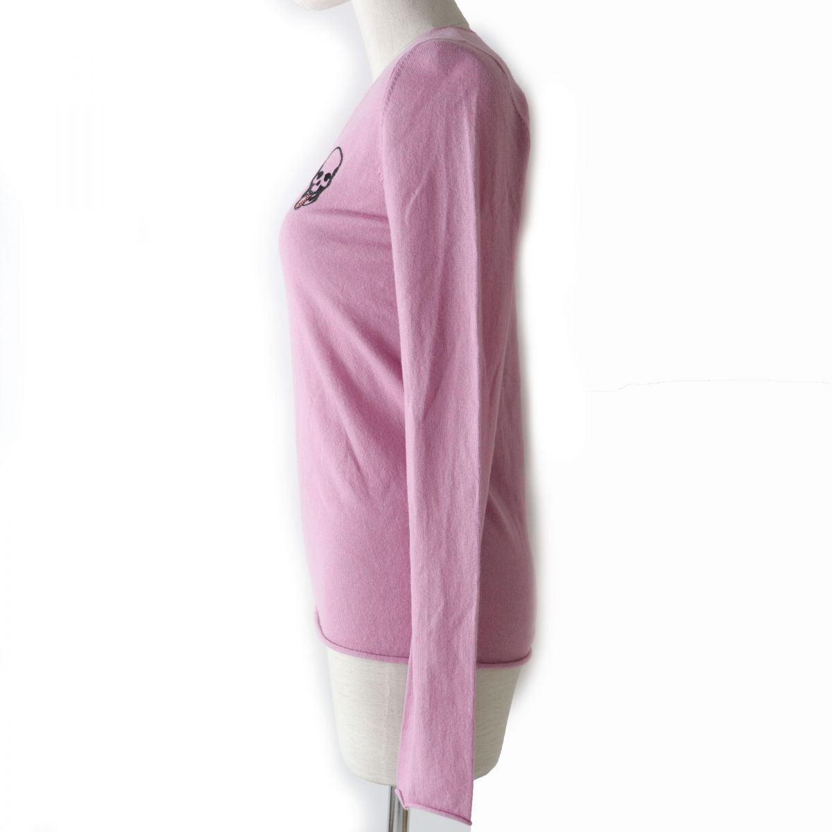 Lucien Pellat-Finet Skull V-neck Cashmere Knit Top Pink S