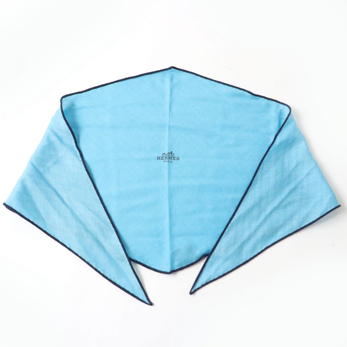 HERMES L'Osange PM Cashmere Silk Scarf Blue