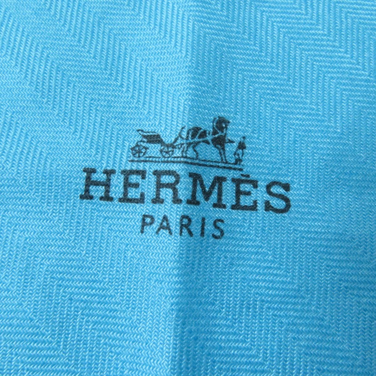 HERMES L'Osange PM Cashmere Silk Scarf Blue