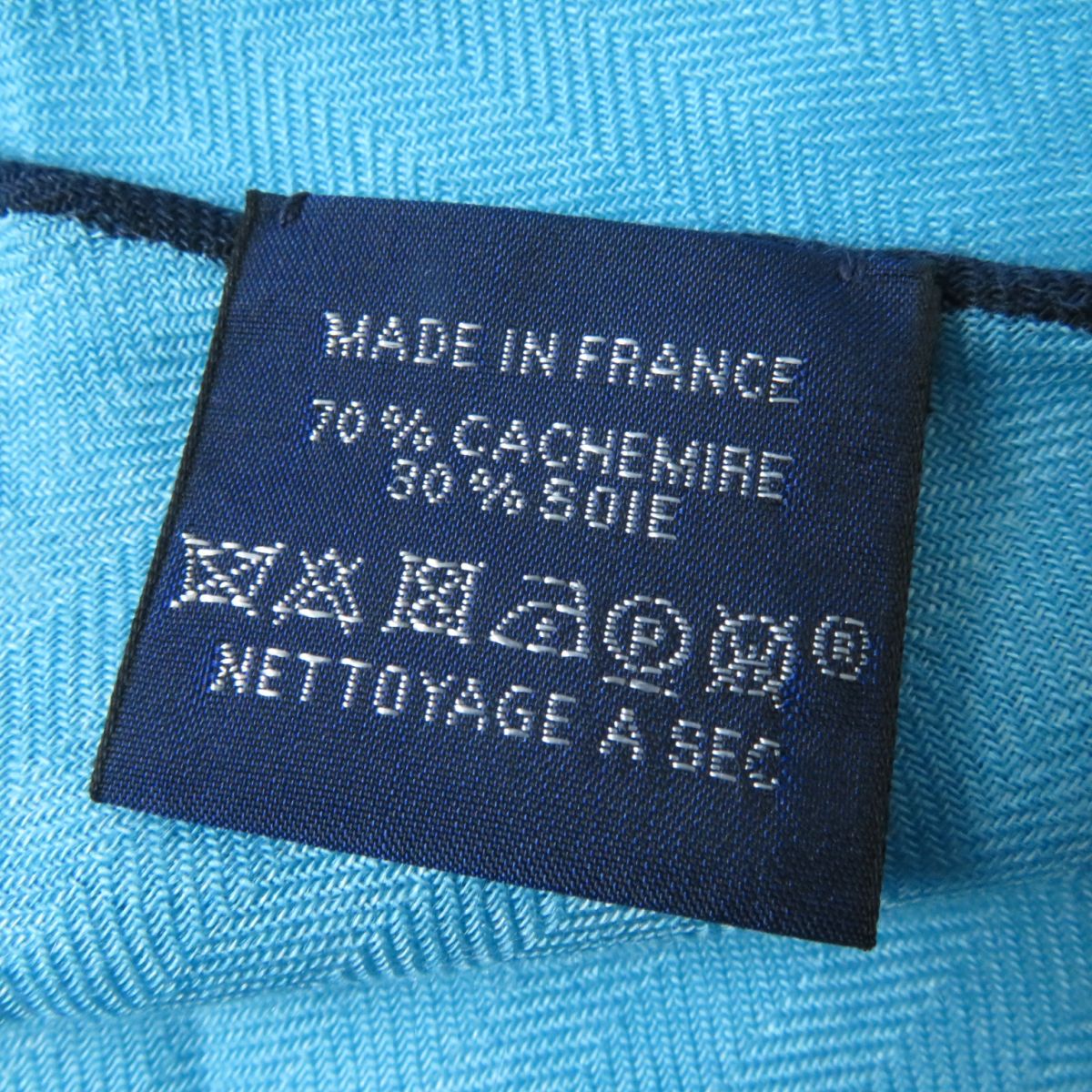 HERMES L'Osange PM Cashmere Silk Scarf Blue