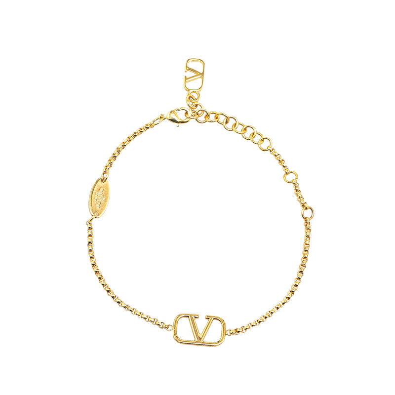 Valentino V Logo Chain Bracelet Gold Plated