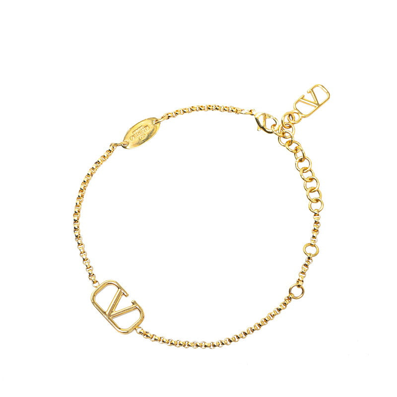 Valentino V Logo Chain Bracelet Gold Plated