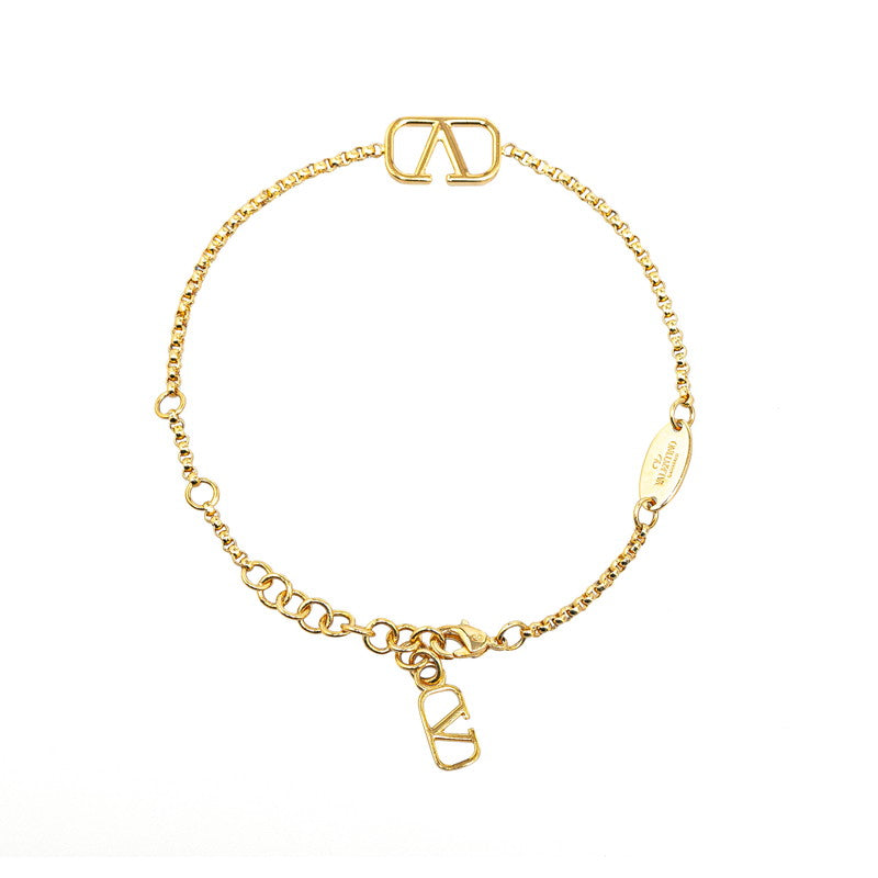 Valentino V Logo Chain Bracelet Gold Plated