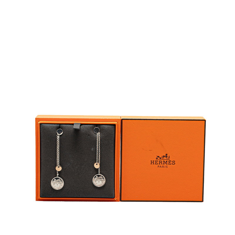 Hermes Silver Pink Gold Earrings