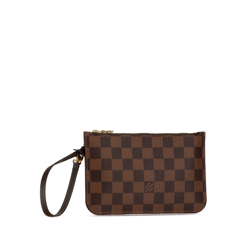 Louis Vuitton Damier Neverfull Pouch Brown PVC Leather in Very Good Condition