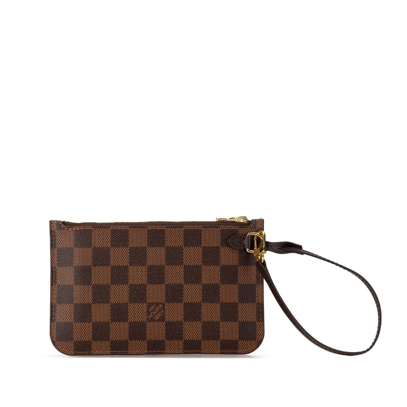 Louis Vuitton Damier Neverfull Pouch Brown PVC Leather in Very Good Condition