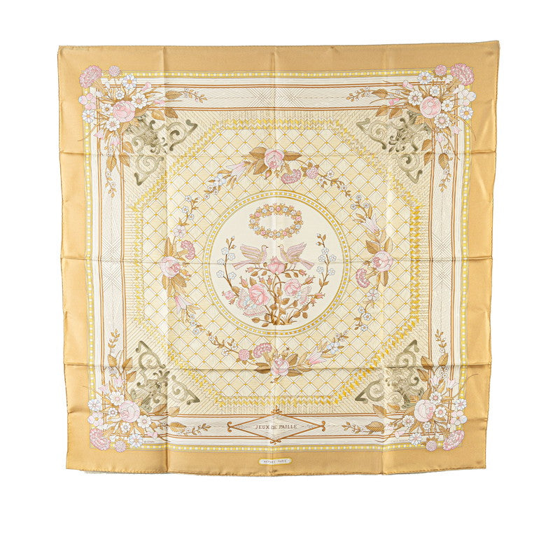 Hermes Silk Scarf Beige Pink