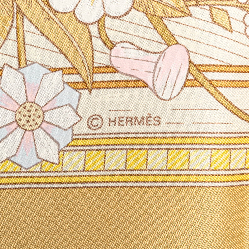 Hermes Silk Scarf Beige Pink