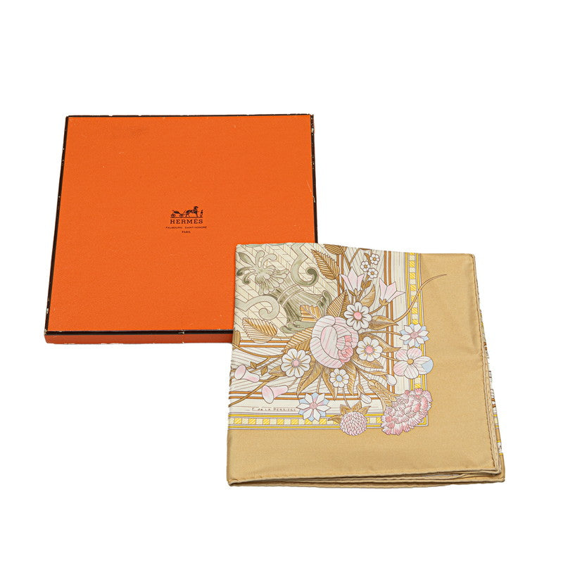 Hermes Silk Scarf Beige Pink