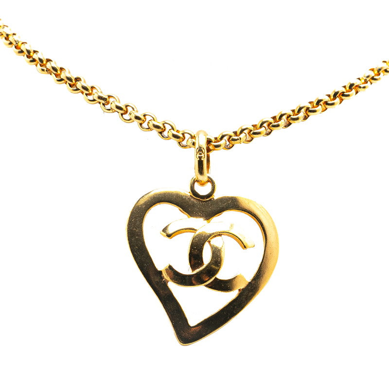 Chanel Heart Motif Necklace Gold