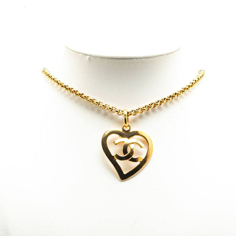 Chanel Heart Motif Necklace Gold