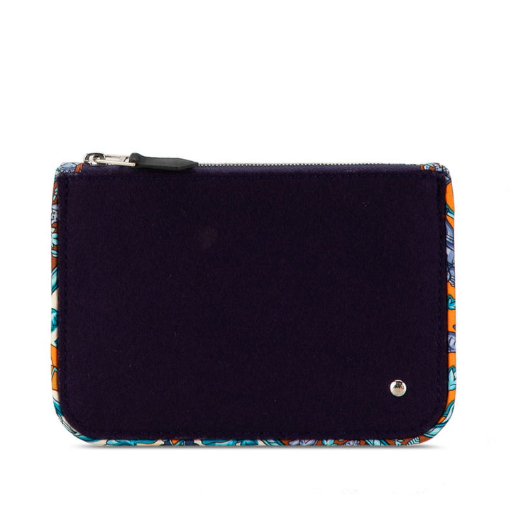 Hermes Wool Silk Button Pouch Purple in Very Good Condition