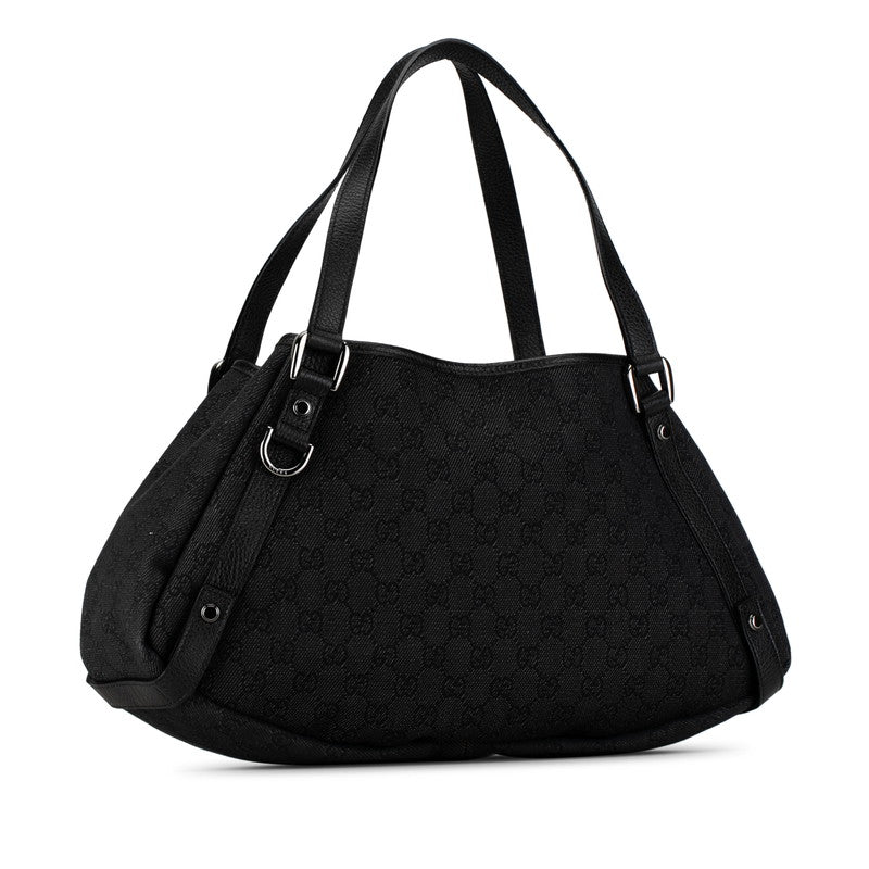 Gucci GG Canvas Abbey Handbag 293578 Black Leather in Very Good Condition