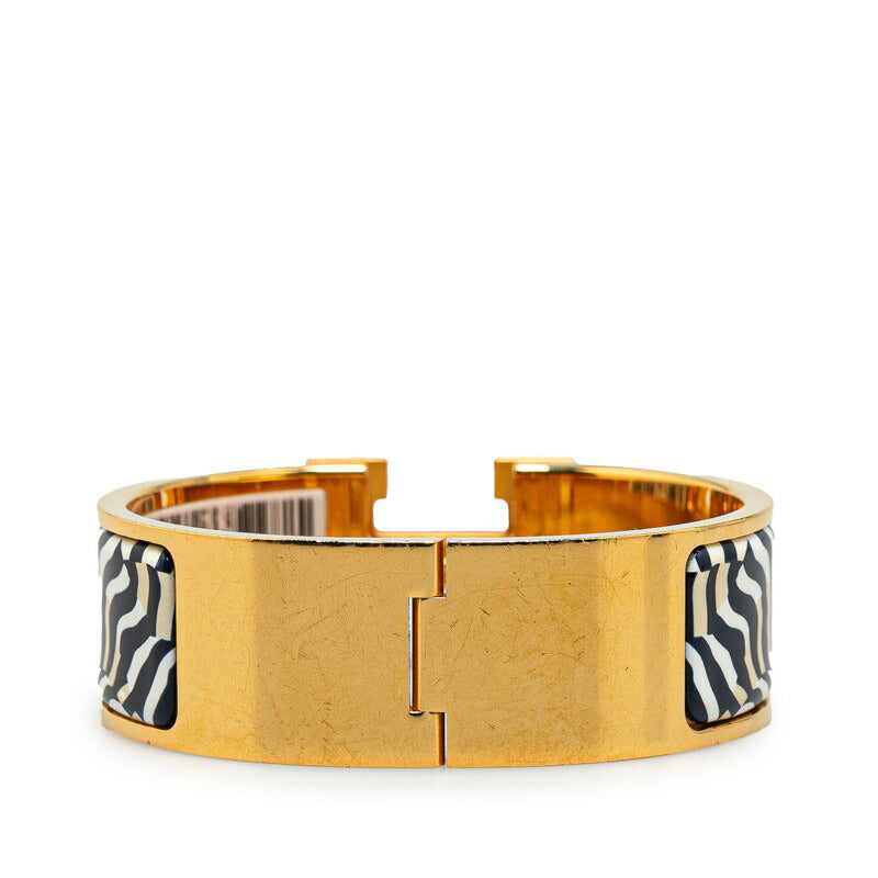 Hermes Zebra Click Clack H GM Bangle Gold Navy