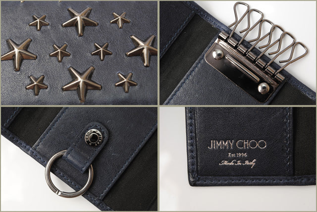 Jimmy Choo Leather Key Case with Star Studs