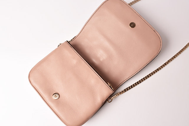 Jimmy Choo Leather Chain Crossbody Bag Beige Pink/Black