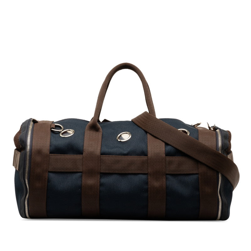 Hermes Canvas Pet Carrier Bag Navy Brown