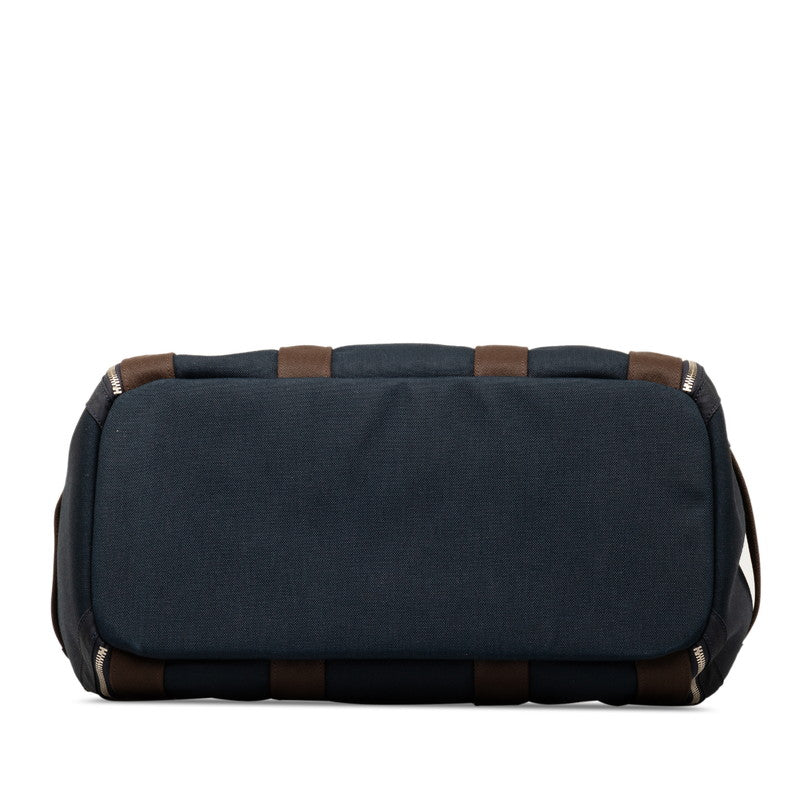 Hermes Canvas Pet Carrier Bag Navy Brown