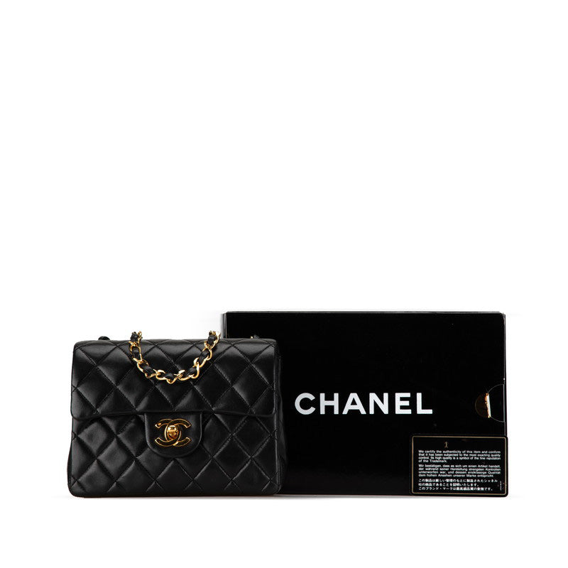 Chanel Matelasse Coco Mark Chain Shoulder Bag Black Lambskin