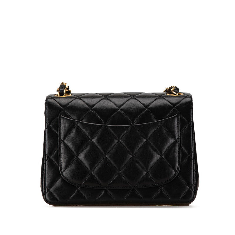 Chanel Matelasse Coco Mark Chain Shoulder Bag Black Lambskin