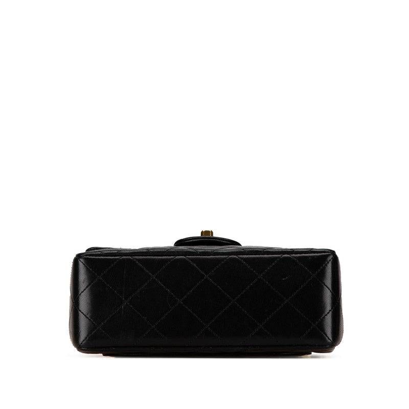 Chanel Matelasse Coco Mark Chain Shoulder Bag Black Lambskin