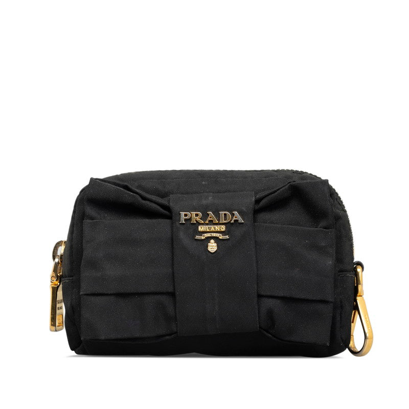 Prada Nylon Ribbon Pouch Black in Very Good Condition