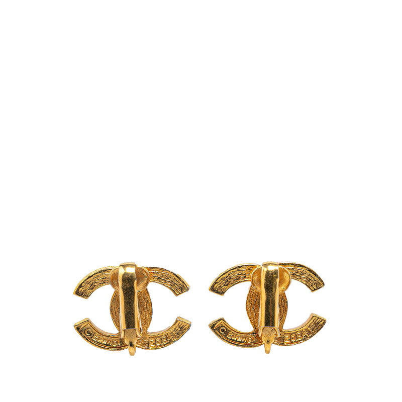 Chanel Coco Mark Rhinestone Earrings Gold