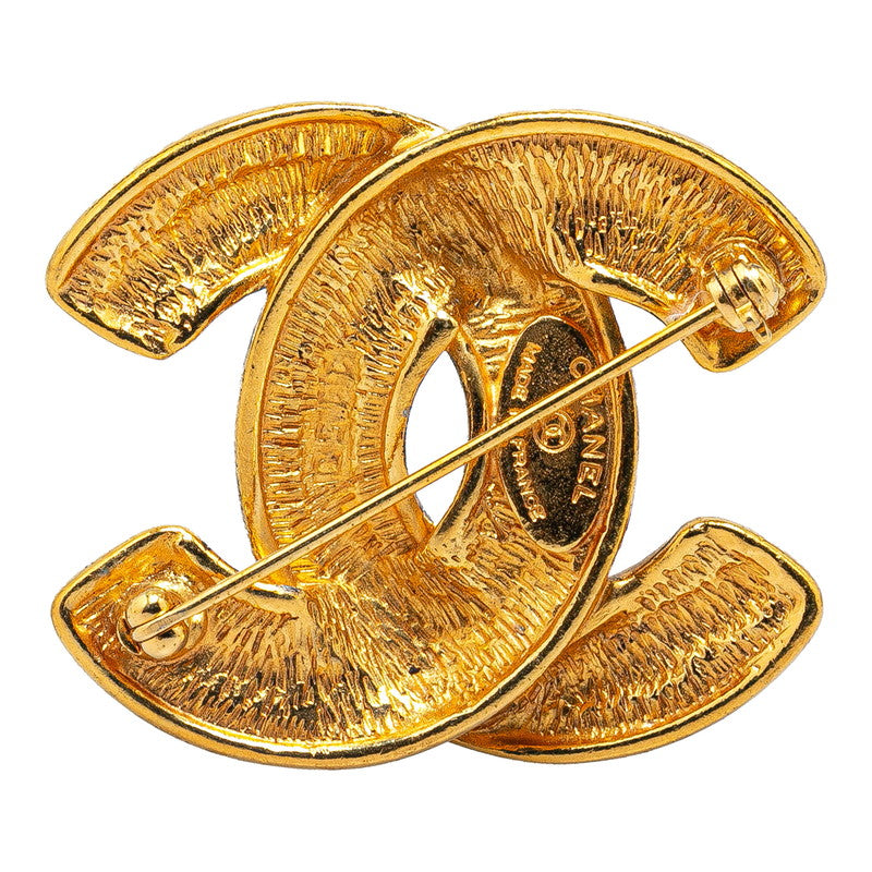 Chanel Matelasse Coco Mark Brooch Gold Plated