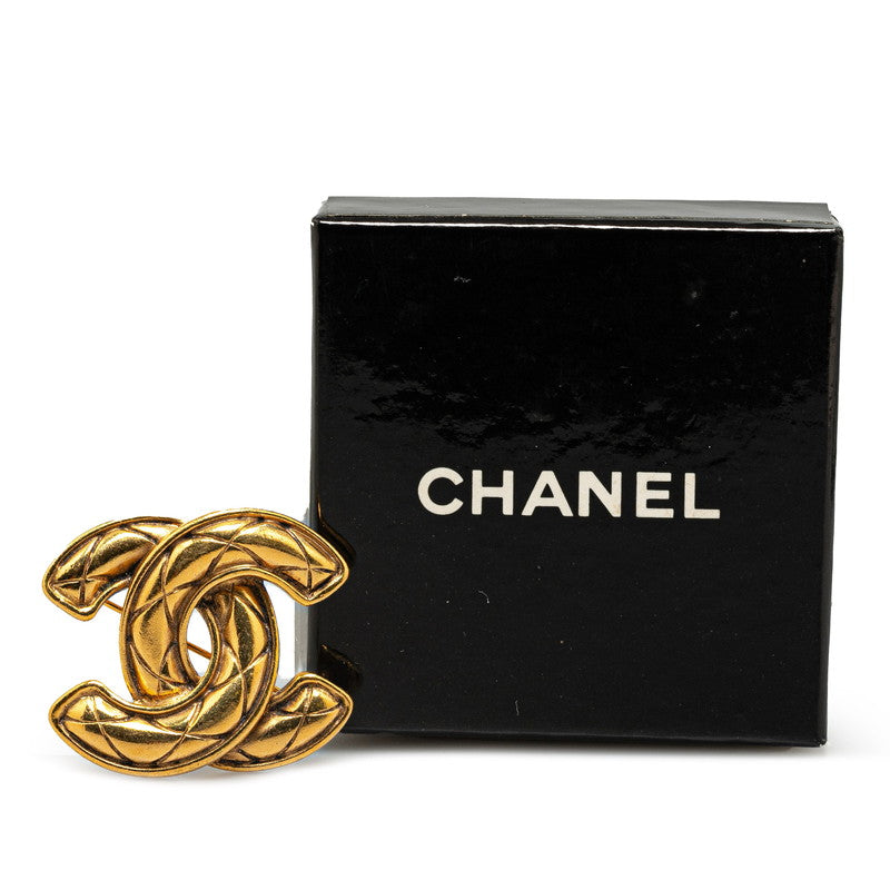 Chanel Matelasse Coco Mark Brooch Gold Plated